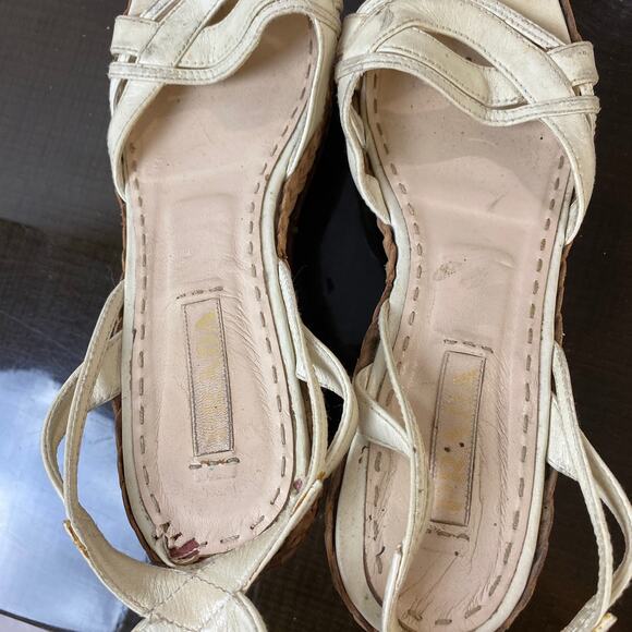 Prada Cork Wedge Platform Leather Ankle Strap Sandals Women's 40.5 - Picture 11 of 13